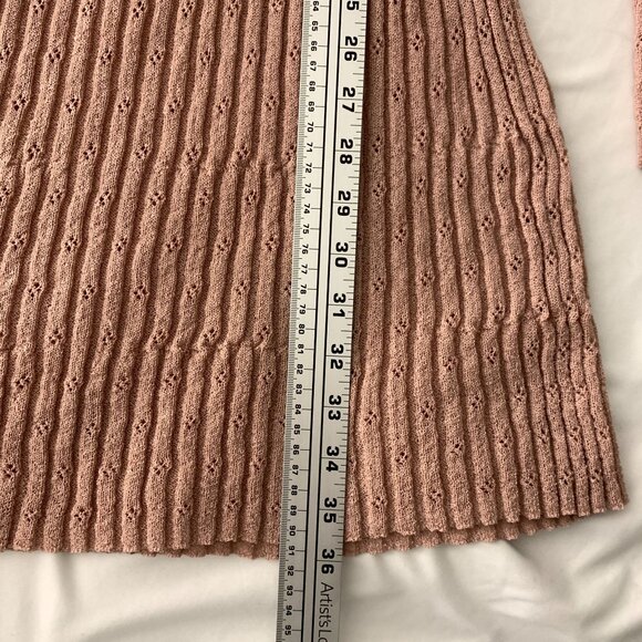 Lulus Women's Ribbed Eyelet Long Sleeve Bodycon Midi Dress Pink Sz XL Mock Neck - Picture 5 of 5